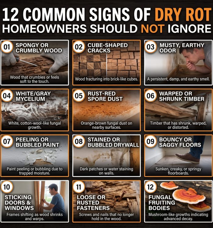 12 Common Signs of Dry Rot Homeowners Should Not Ignore