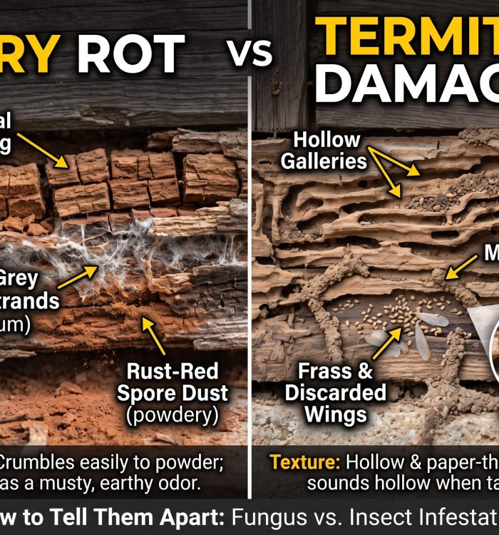 Dry Rot vs. Termite Damage: How to Tell Them Apart