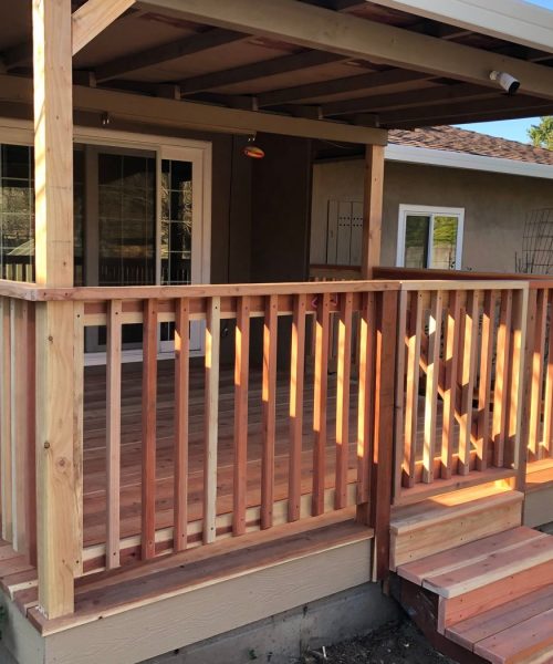 NEWLY CONSTRUCTED FRONT DECK MADE OUT OF WOOD